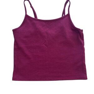 American Eagle Outfitters Ribbed Spaghetti Strap Tank - Plum Berry